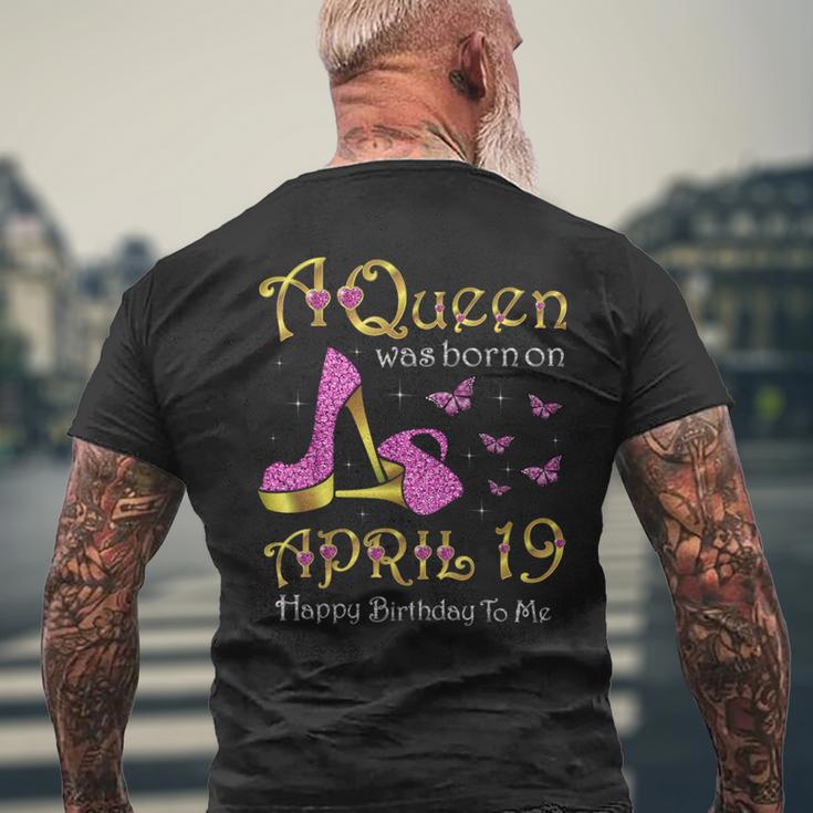 女王は4月19日、4月19日に誕生した誕生日パーティー。 メンズTシャツ バックプリント 高齢者への贈り物