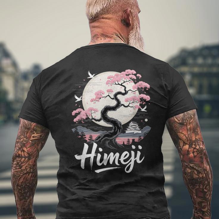 姫路 桜 月 情景 日本の風景 メンズTシャツ バックプリント 高齢者への贈り物