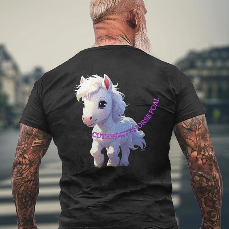 子馬 かわいい 馬 干支 白馬 イラスト メンズTシャツ バックプリント 高齢者への贈り物