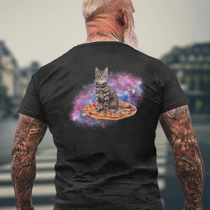 宇宙の猫とピザ メンズTシャツ バックプリント 高齢者への贈り物