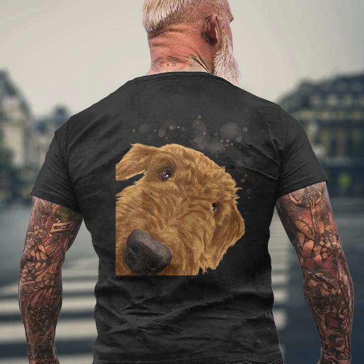 愉快な犬 エアデールテリア メンズTシャツ バックプリント 高齢者への贈り物