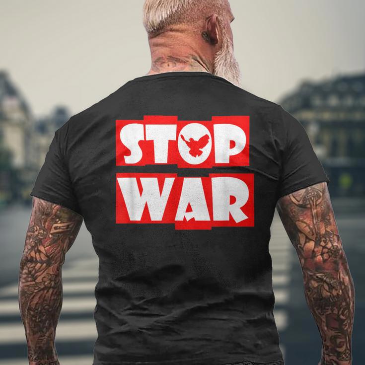戦争なし 反戦 平和のハト メンズTシャツ バックプリント 高齢者への贈り物