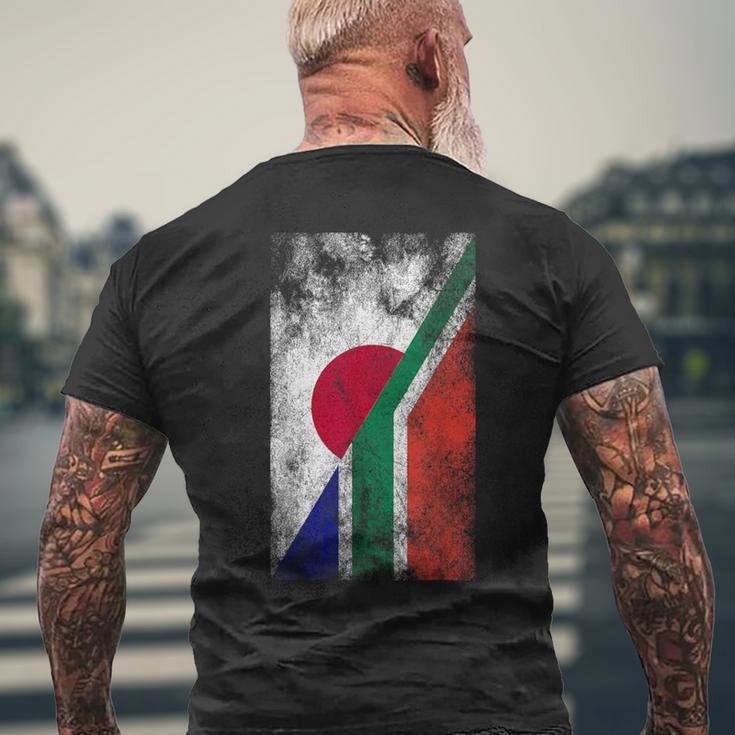 日本と南アフリカの国旗 日本の南アフリカ共和国 メンズTシャツ バックプリント 高齢者への贈り物
