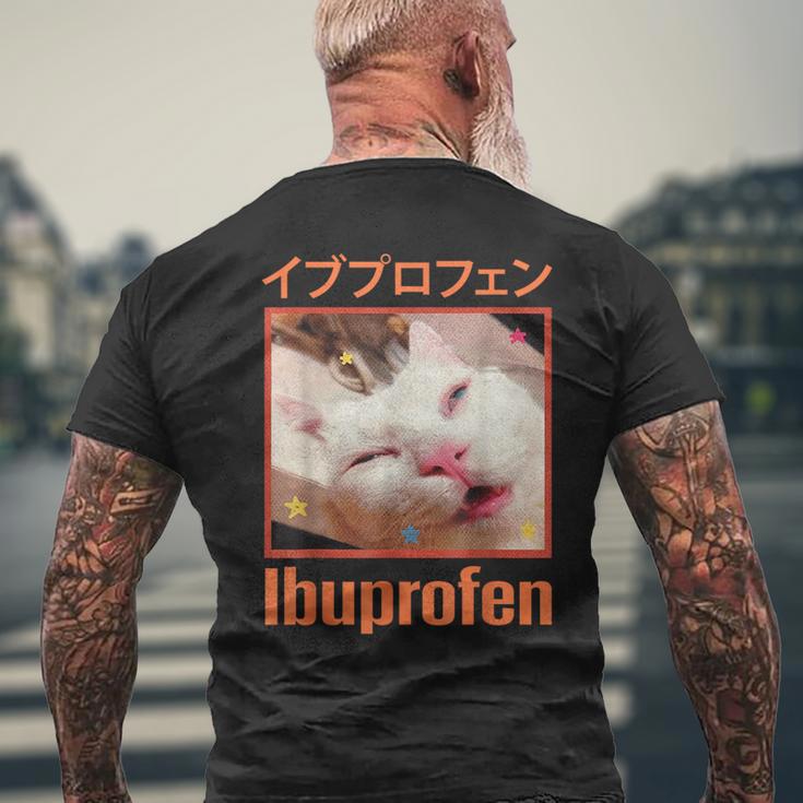 日本のイブプロフェン猫ミーム メンズTシャツ バックプリント 高齢者への贈り物