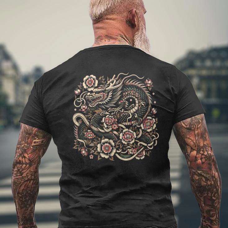 日本の美龍 日本アート タトゥー アジアン漢字 メンズTシャツ バックプリント 高齢者への贈り物