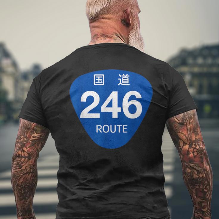 日本の道路標識デザイン国道246号線プリント メンズTシャツ バックプリント 高齢者への贈り物