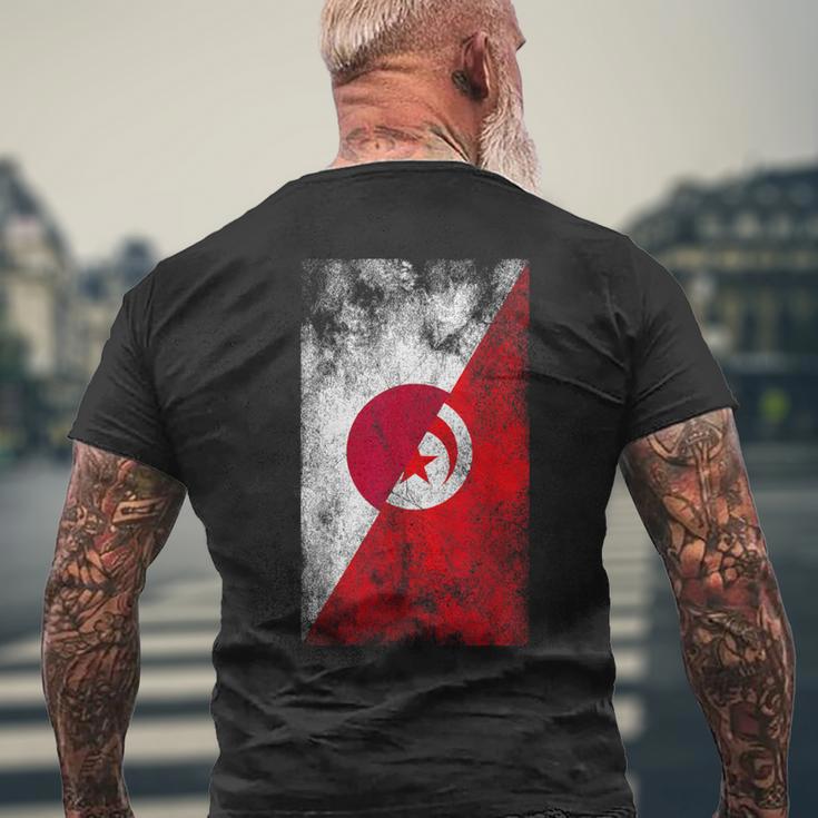 日本チュニジア国旗 日本のチュニジア。 メンズTシャツ バックプリント 高齢者への贈り物