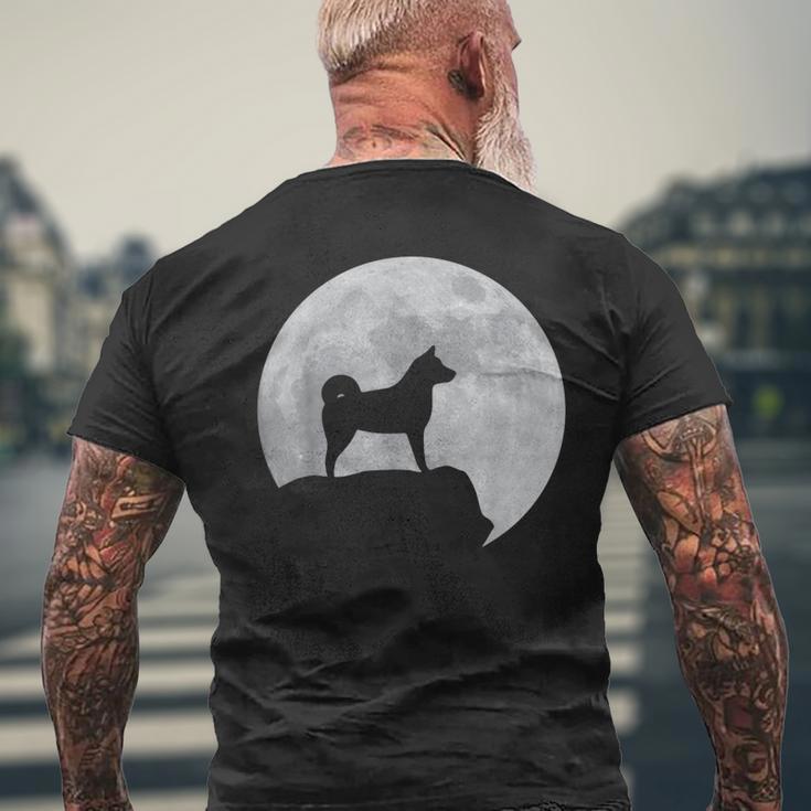 月と犬のシルエット-柴犬 メンズTシャツ バックプリント 高齢者への贈り物