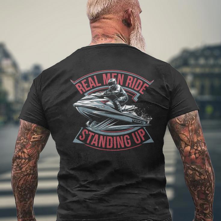 本物の男は立ち乗りする 夏のジェットスキースタイル メンズTシャツ バックプリント 高齢者への贈り物