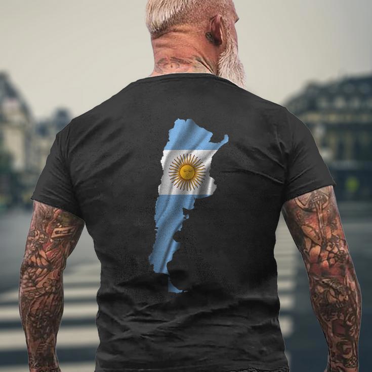 波状 アルゼンチン国旗 アルゼンチン地図 メンズTシャツ バックプリント 高齢者への贈り物