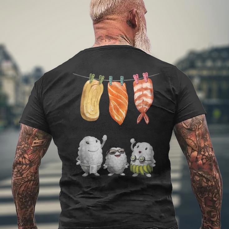 洗濯 する 寿司 すし たまご サーモン えび メンズTシャツ バックプリント 高齢者への贈り物