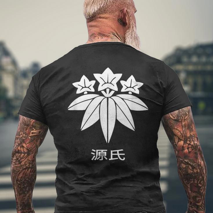 源氏 かもんと漢字 日本武士一族 メンズTシャツ バックプリント 高齢者への贈り物