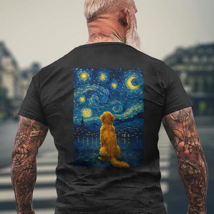 犬 天体観測 ゴッホ 夜空 ゴールデンレトリバー ラブラドール 長袖tシャツ メンズTシャツ バックプリント 高齢者への贈り物