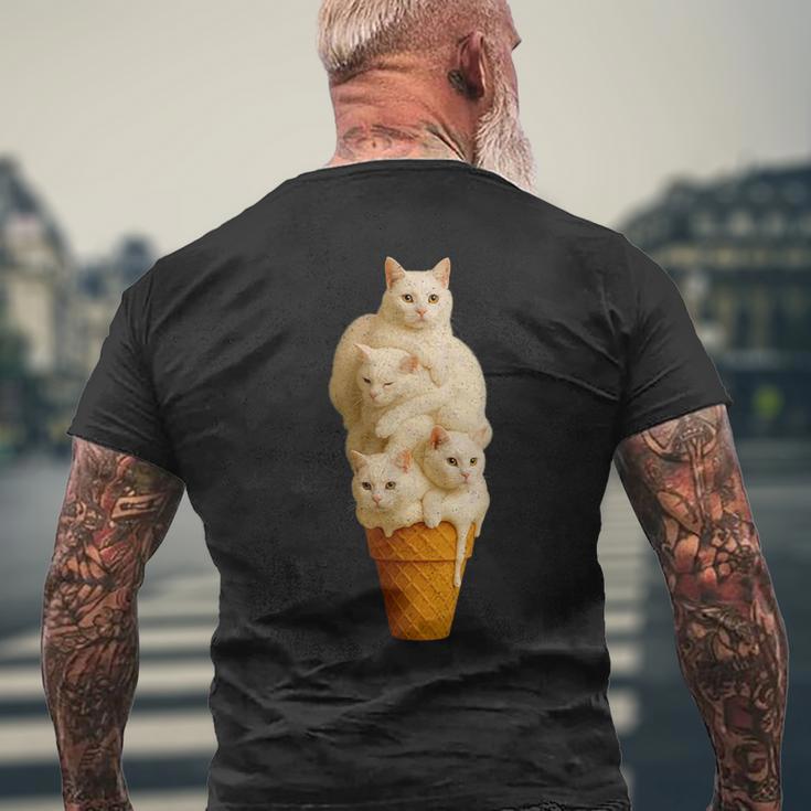 猫 アイスクリーム かわいい ペット 子猫好き 猫 夏 バイブ メンズTシャツ バックプリント 高齢者への贈り物