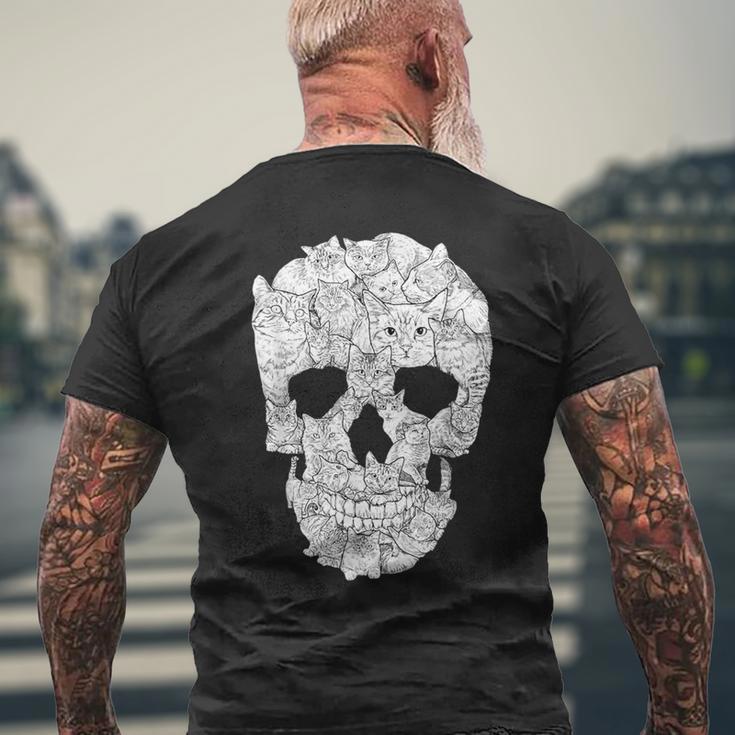 猫 スカル キティ スケルトン ハロウィン コスチューム アイデア メンズTシャツ バックプリント 高齢者への贈り物