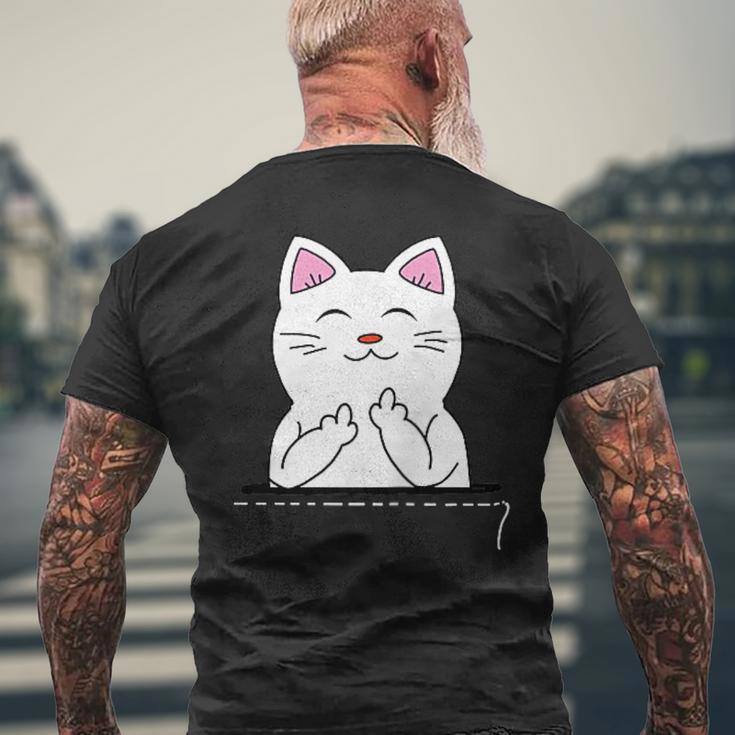 猫 中指 おもしろバッグ メンズTシャツ バックプリント 高齢者への贈り物