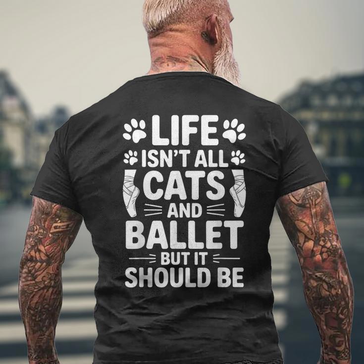猫とバレエ バレリーナ おもしろバレエ メンズTシャツ バックプリント 高齢者への贈り物