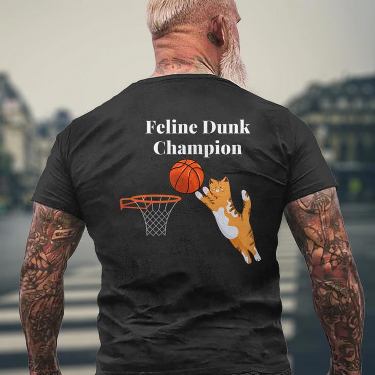 猫ダンク チャンピオン バスケットボールを踊る猫 メンズTシャツ バックプリント 高齢者への贈り物