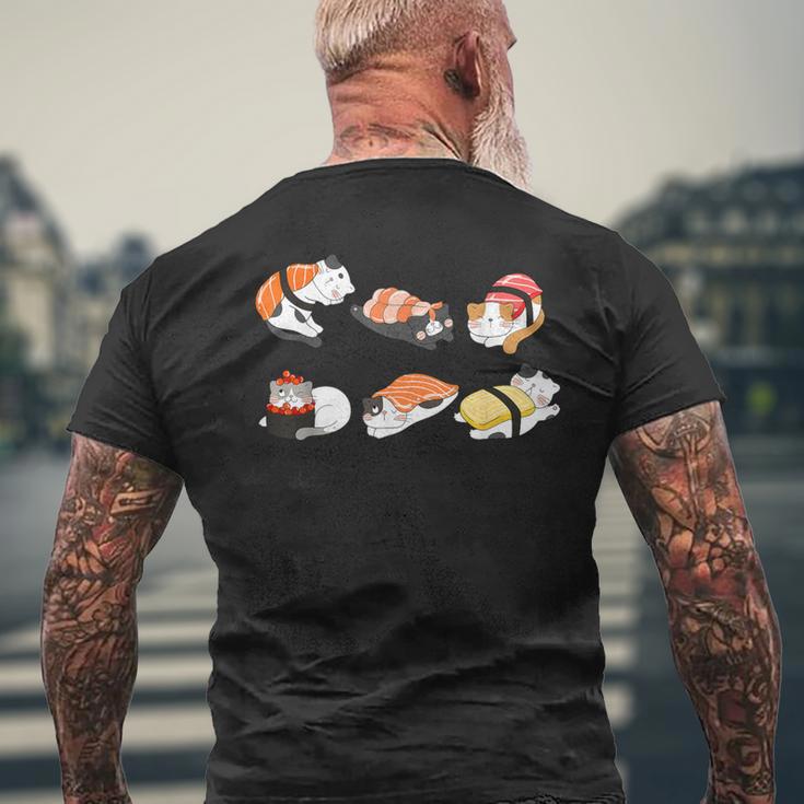 猫好き 寿司好き おもしろい 和食 猫寿司 メンズTシャツ バックプリント 高齢者への贈り物