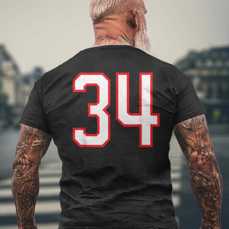 番号 34 スポーツ ホワイト レッド 代表番号 メンズTシャツ バックプリント 高齢者への贈り物