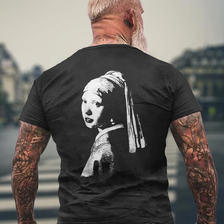 真珠のイヤリング ターバン ヨハネス・フェルメール モノクロの少女 メンズTシャツ バックプリント 高齢者への贈り物