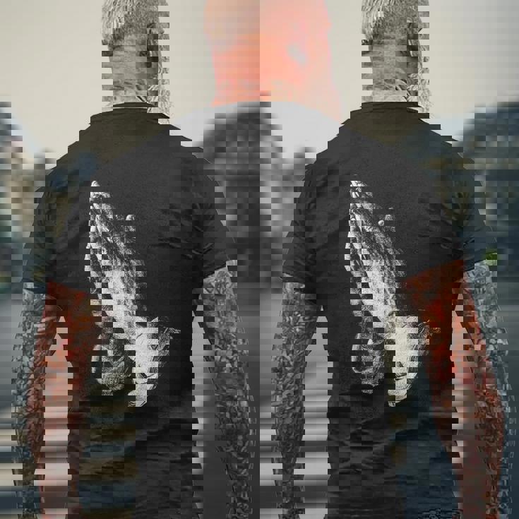 祈りの手 メンズTシャツ バックプリント 高齢者への贈り物