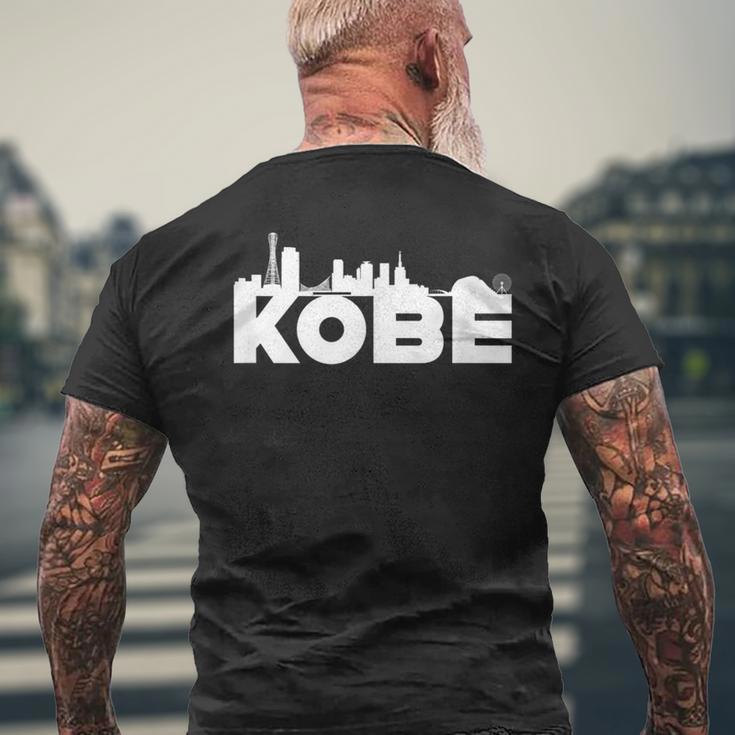 神戸ジャパン 都市スカイライン シルエット アウトライン スケッチ メンズTシャツ バックプリント 高齢者への贈り物