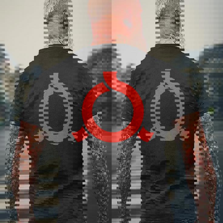 福島県旗 本州 日本 シンボル エンブレム メンズTシャツ バックプリント 高齢者への贈り物