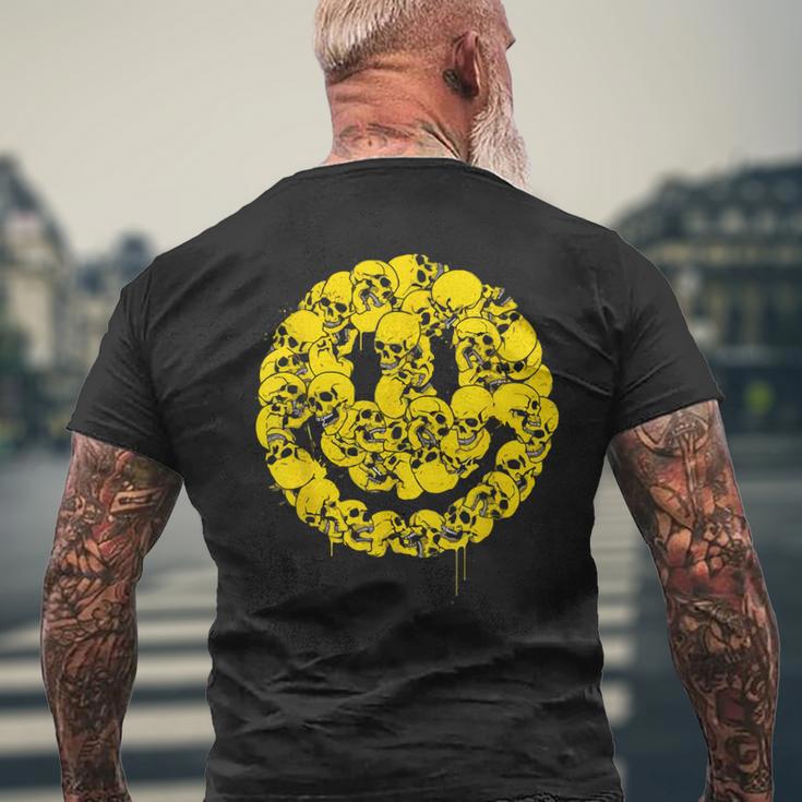 笑顔 顔 絵文字 パンクロック スカル ゴシック ボーンズ メンズTシャツ バックプリント 高齢者への贈り物