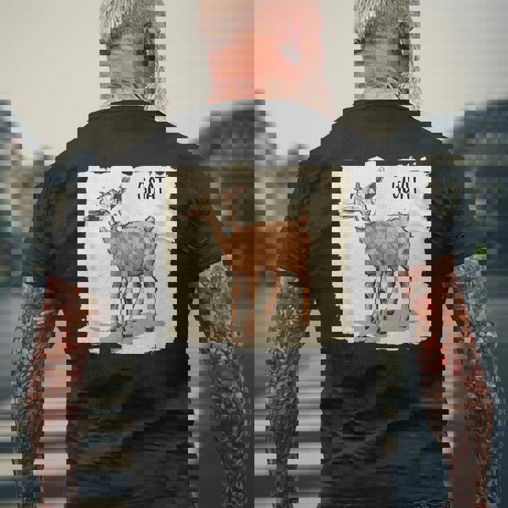 素敵な若いヤギの動物服。 メンズTシャツ バックプリント 高齢者への贈り物