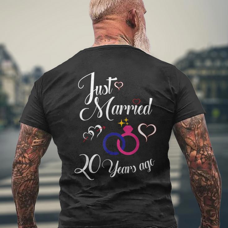 結婚記念日 20周年 メンズTシャツ バックプリント 高齢者への贈り物