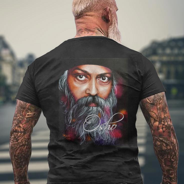 絵画から見たoshoの肖像画 メンズTシャツ バックプリント 高齢者への贈り物