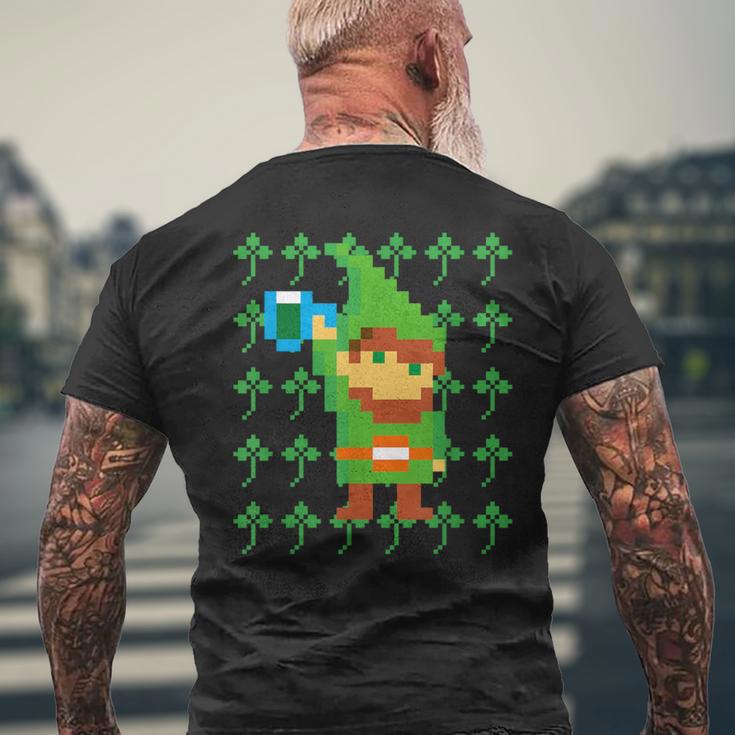聖パトリックデー 乾杯 ピクセルアート シャムロック ドット絵 レトロゲーム メンズTシャツ バックプリント 高齢者への贈り物