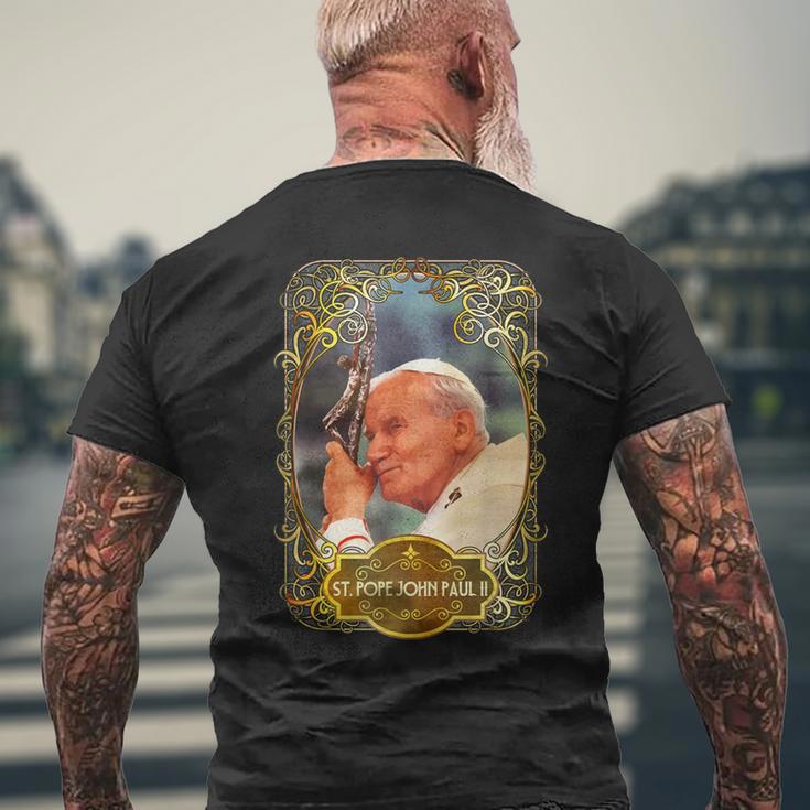 聖ローマ教皇ヨハネ・パウロ2世十字架 カトリック メンズTシャツ バックプリント 高齢者への贈り物