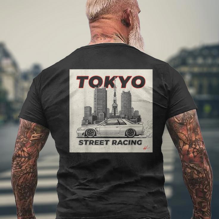 自動車愛好家のための東京ストリートレーシングカーデザイン メンズTシャツ バックプリント 高齢者への贈り物