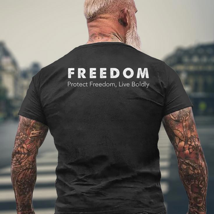 自由を守る 独立 自由 人権 自由 メンズTシャツ バックプリント 高齢者への贈り物