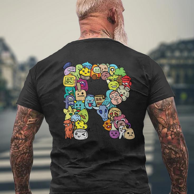 英文字 R アルファベット R 名前 イニシャル モノグラム シャツ メンズTシャツ バックプリント 高齢者への贈り物