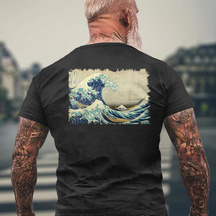 葛飾北斎作 大波 メンズTシャツ バックプリント 高齢者への贈り物