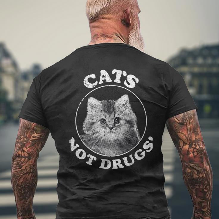 薬物ではなく猫 メンズTシャツ バックプリント 高齢者への贈り物