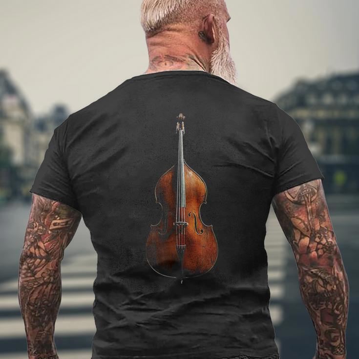 重低音 楽器 モチーフ 作品 コントラバス メンズTシャツ バックプリント 高齢者への贈り物
