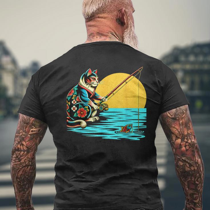 釣り 猫 面白いtシャツ 釣りバカ 釣り人 メンズ おもしろ ネタ 面白い 服 オリジナル 海釣り 川釣り メンズTシャツ バックプリント 高齢者への贈り物