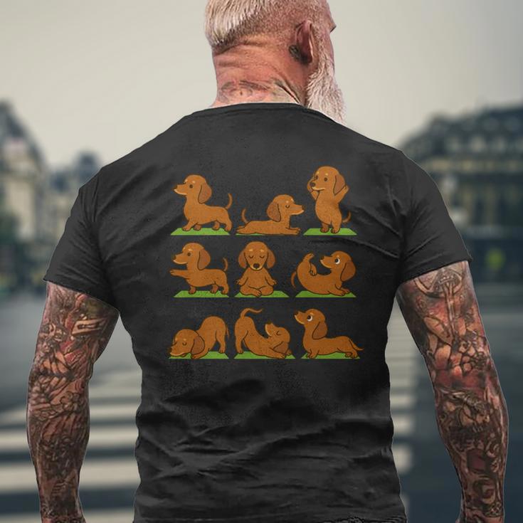 面白いtシャツ ダックスフンド ヨガ イヌ メンズ 犬好き グッズ かわいい おもしろ 面白い 服 ネタ 長袖tシャツ メンズTシャツ バックプリント 高齢者への贈り物