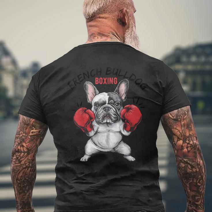 面白いフレンチブルドッグ ボクシング愛好家 ペット 犬 ボクシンググローブ メンズTシャツ バックプリント 高齢者への贈り物