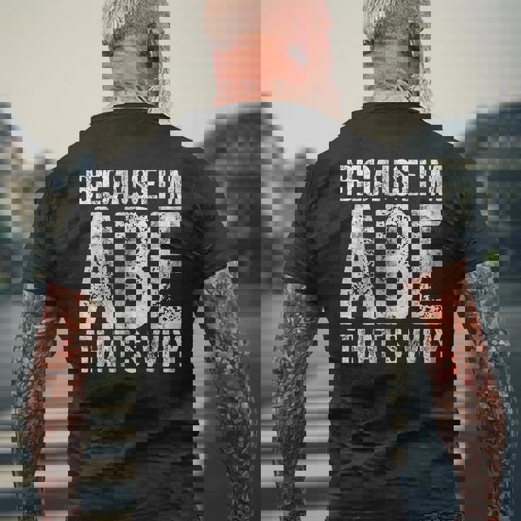 面白い名前入りシャツ Because I'm Abe That's Why メンズTシャツ バックプリント 高齢者への贈り物