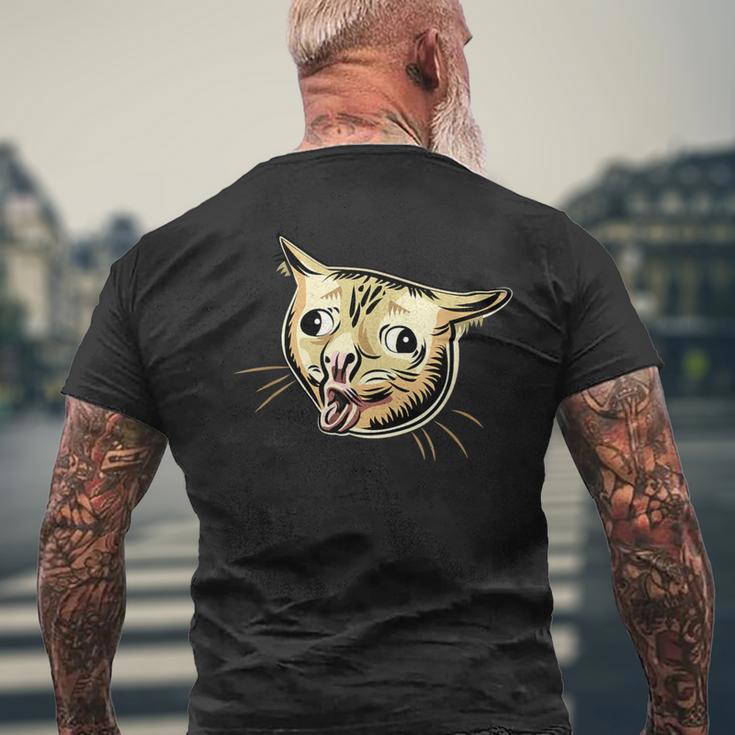 面白い咳き猫のミーム メンズTシャツ バックプリント 高齢者への贈り物