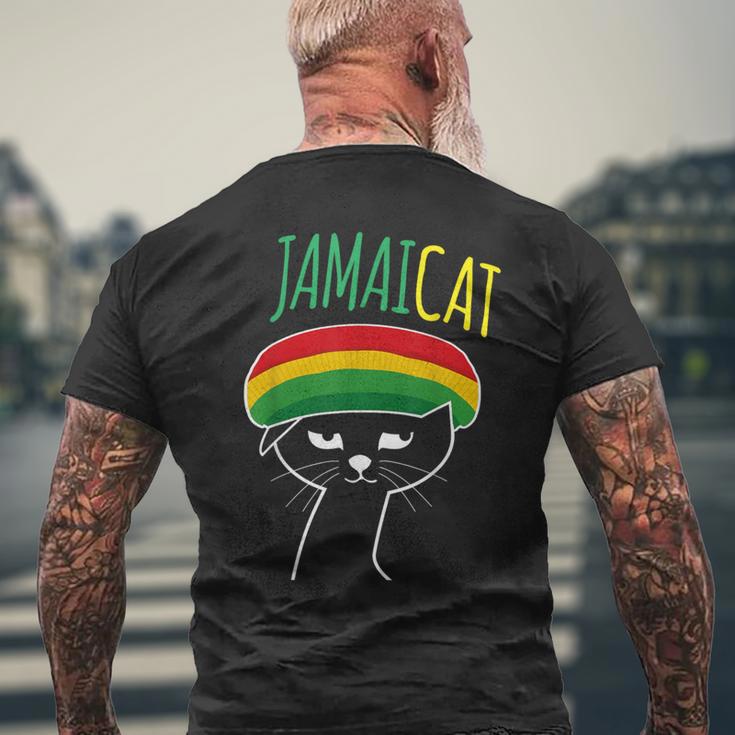 面白い猫 ユーモア ラスタ Jamaicat ジャマイカ 旗 かっこいい 男 猫 メンズTシャツ バックプリント 高齢者への贈り物