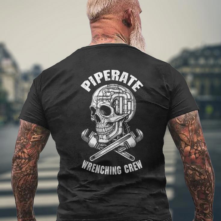 面白い配管工海賊パイペレートスカルレンチクルー配管。 メンズTシャツ バックプリント 高齢者への贈り物