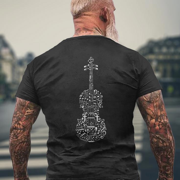 面白い音符 バイオリン キュート バイオリン ミュージシャンバイオリン メンズTシャツ バックプリント 高齢者への贈り物
