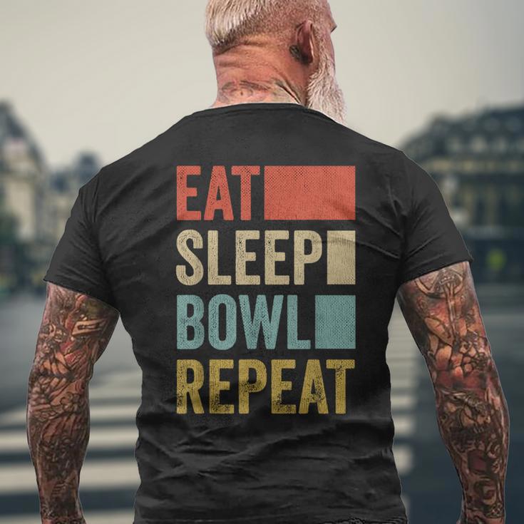 食べる眠るボウルを繰り返す おもしろボウリング メンズTシャツ バックプリント 高齢者への贈り物