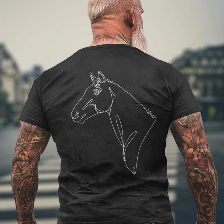 馬、ラインアート メンズTシャツ バックプリント 高齢者への贈り物